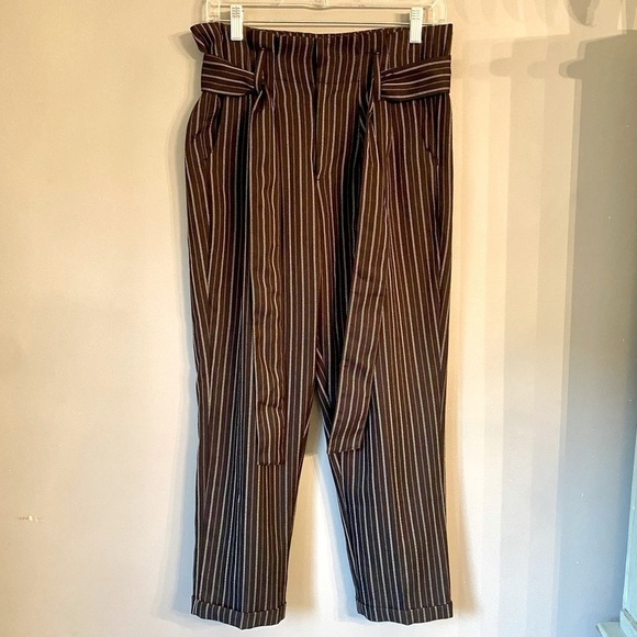 INDIGO Rein High Waisted Paperbag Pinstripe Pants - Picture 3 of 7